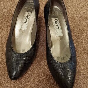 Black Leather Women's Shoes V-cut